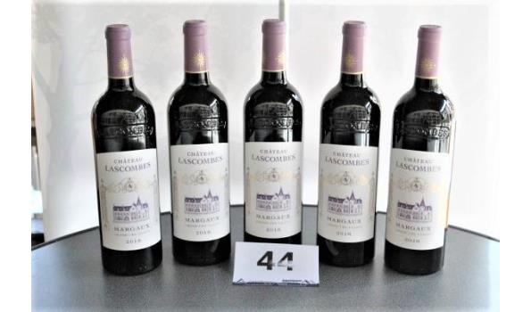 5 flessen à 75cl rode wijn, Chateau Lascombes, Margaux, 2018